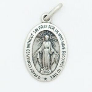 Sterling Silver Shiny Oval Miraculous Medal