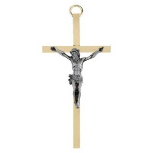 Crucifix – Gold/Pewter 4″