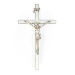 Corpus Crucifix – White/Pewter 6″