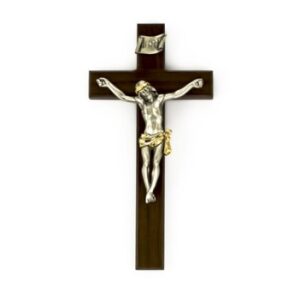 Corpus Crucifix – Walnut/Gold 12″