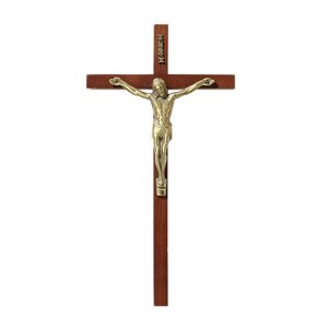 Corpus Crucifix – Walnut/Brass 10″