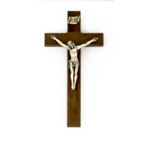 Corpus Crucifix – Walnut/Pewter 12″