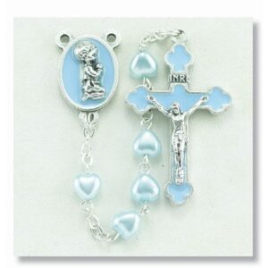 Heart Shaped Rosary Blue