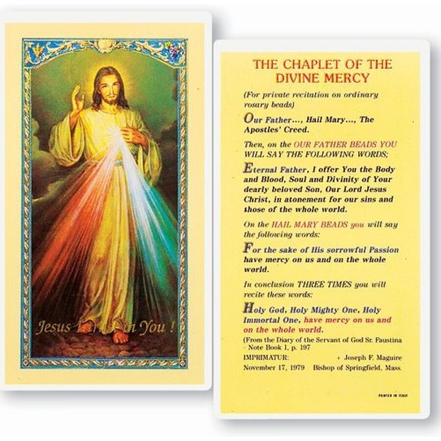 Chaplet Of Divine Mercy Prayer Card - Universal Church Supplies