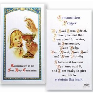 Communion Prayer Girl Prayer Card