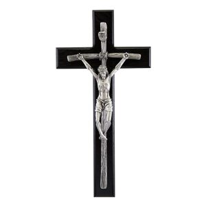 Black Papal Crucifix 12″ Pewter Corpus