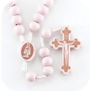 Wood Bead Rosary Pink