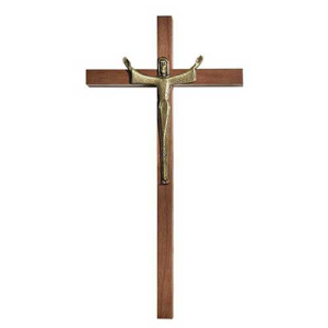 Risen Christ Crucifix 10″ Walnut Antique Gold