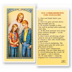 Ten Commandments for Teenagers Prayer Card