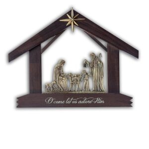 Nativity Holy Family Wood & Brass