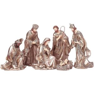 Nativity Set  7” Gold Finish Resin 6 pieces