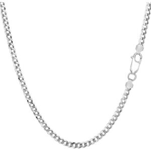 Sterling Silver Rhodium Plated Medium Curb Chain
