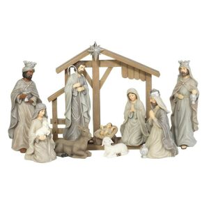 Nativity 9.5″ with Creche 10 Piece