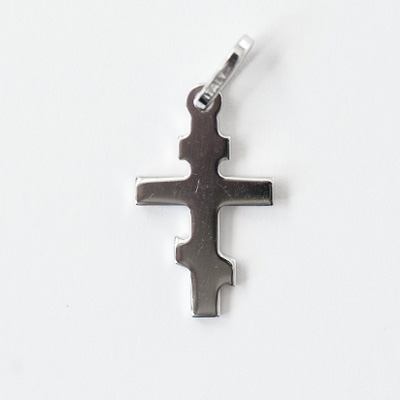 Sterling Silver Rhodium Plated Small Plain Orthodox Cross