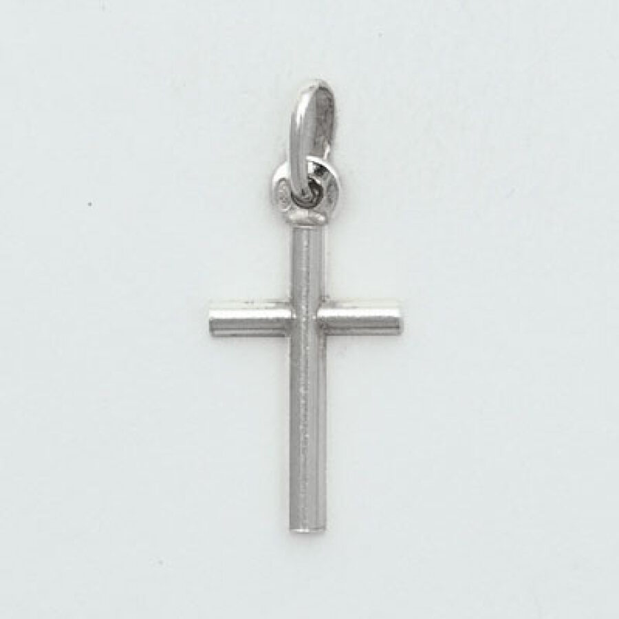 Sterling Silver Rhodium Plated Small Tube Cross