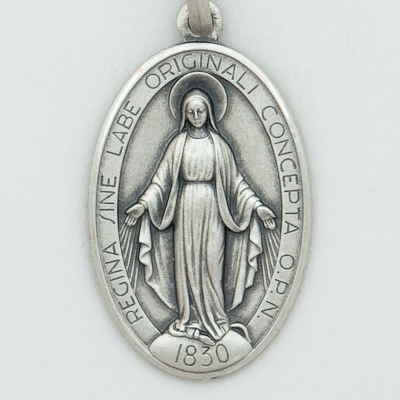 Sterling Silver Large Oval Miraculous Medal (Latin)