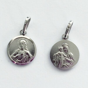 Sterling Silver Rhodium Plated Small Round Scapular Medal