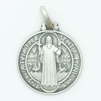 Sterling Silver Round Saint Benedict Medal