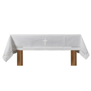 Altar Cloth Eyelet Edged with Embroidered Cross