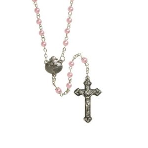 Baptism Rosary Pink With Box