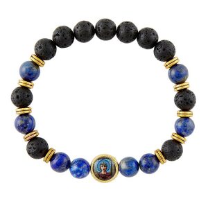 Saint Michael Black and Blue Bracelet