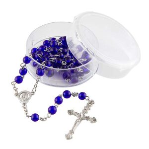 Dark Blue Glass Bead Rosary