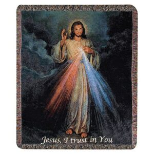 The Divine Mercy W/ Words Tapestry Throw