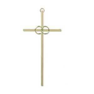 Cross 8″ Wedding – Brass With Pewter Rings