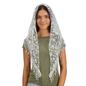 Chapel Veil With Tassels – White
