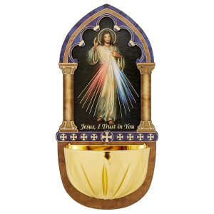 Divine Mercy Holy Water Font 5″