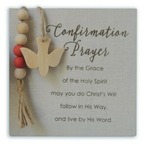 Confirmation Prayer Plaque With Beads and Dove