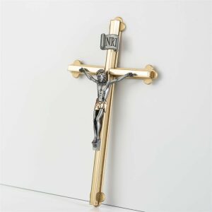 Crucifix 8″ 2 Tone Brass And Silver