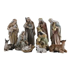 Nativity Set 8″ 10pc with gold accents