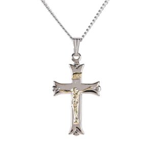 Necklace 2 Tone Fleuree Cross