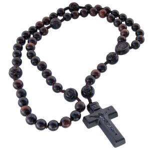 Rosary Rose Carved Jujube Wood 10mm