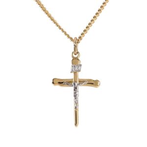 Necklace Crucifix Two Tone Nail Cross