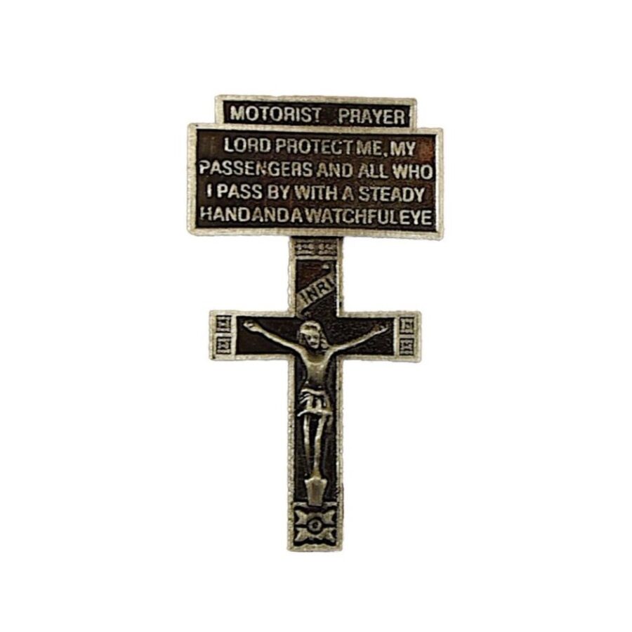 Visor Clip Crucifix with Motorist Prayer