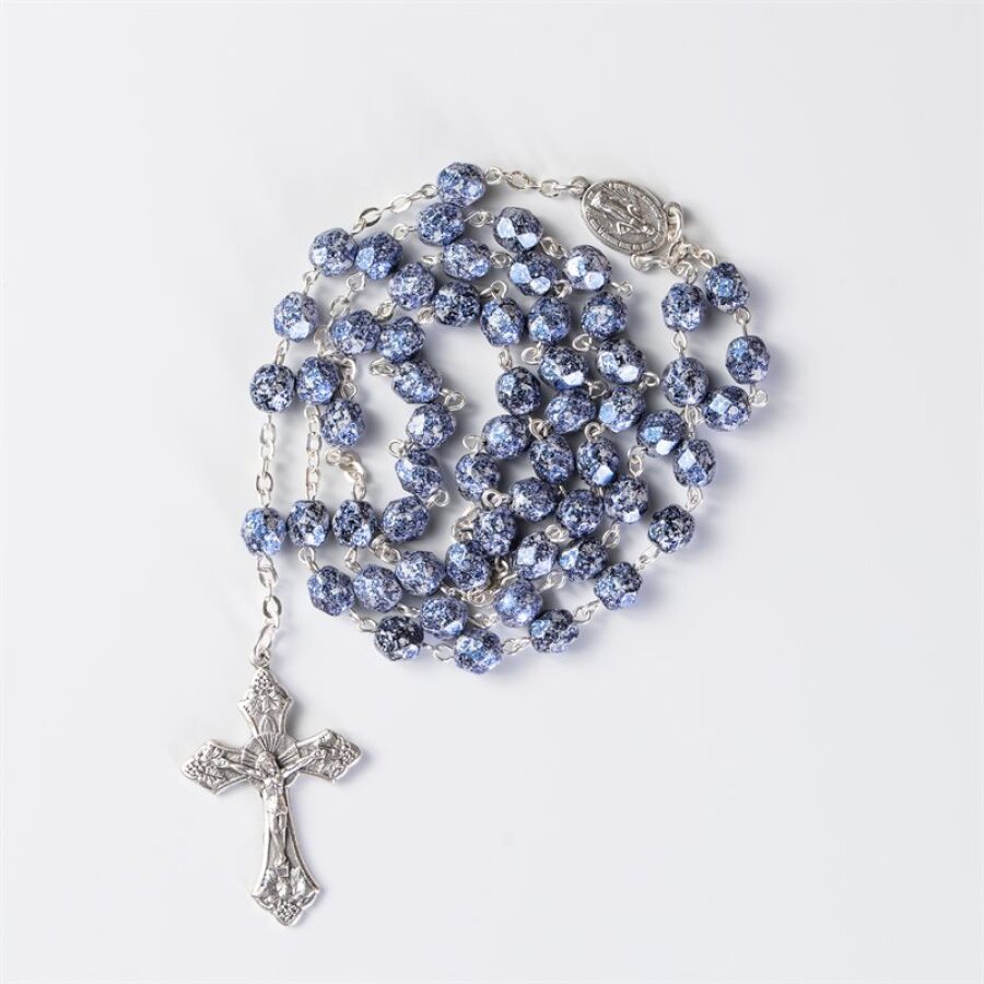 Rosary Blue and Black Fire Polished